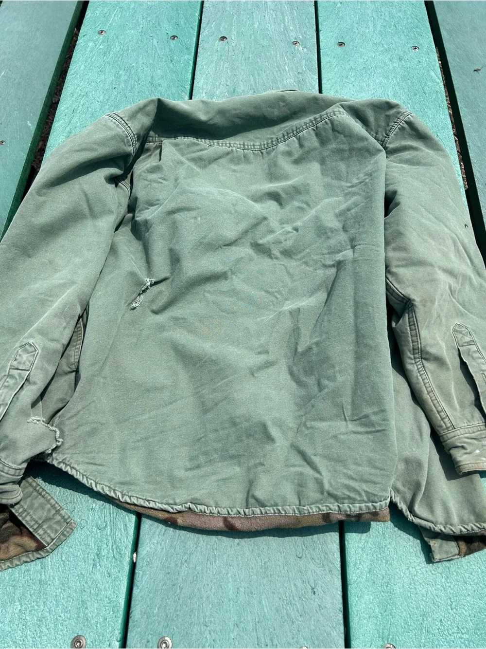Puritan Olive Green Jacket with Camouflage Fleece Lining